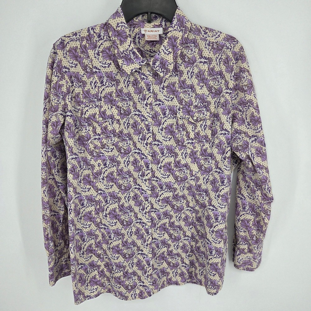 Ariat Purple and Cream Paisley Button-Up Shirt